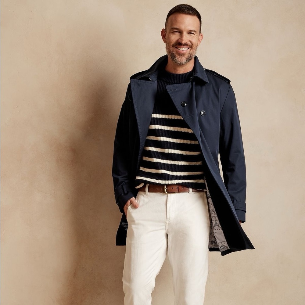 Banana Republic Water-Resistant Navy Trench Coat Size XL Retail $500